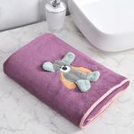 UrbanLeaf Premium Microfiber Kids Bath Towels Quick Drying Towels for Unisex Kids Cartoon Print Baby Towel for Boys and Girls (70 x 140 Cms, Pack of 1) - Purple