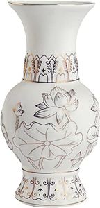 Houlu 7 Inch Small White Ceramic Buddhist Flower Vase, Buddhist Altar Supplies