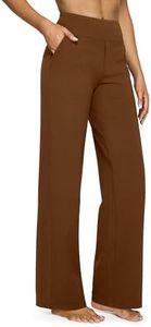 G4Free Women Fashion Wide Leg Trouser Pants Flare Yoga Pants with Pockets Breathable Workout Sports Clothes for Casual Vacation(Dark Coffee,M,31")