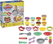 Play-Doh Kitchen Creations Flip 'n Pancakes Playset 14-Piece Breakfast Toy for Kids 3 Years and Up with 8 Non-Toxic Modelling Compound Colours