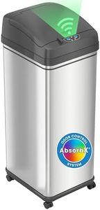 iTouchless Rolling 13 Gallon Sensor Kitchen Trash Can with Lid and Wheels, Odor Filter, Stainless Steel, Automatic Kitchen Trashcan Garbage Bin for Home Office Bedroom Living Room Garage Wastebasket