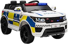 HOMCOM 12V Kids Electric Ride On Police Car 2 Motors with Parental Remote Control Siren Flashing Lights USB Bluetooth Portable for 3-6 Years White