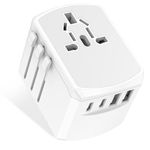 Universal Travel Adapter Worldwide Multi Plug - International Travel Charger with 2 USB C and 2 USB Ports, Travel Adaptor All In One UK to EU, USA, UK, Australia Multi Countries