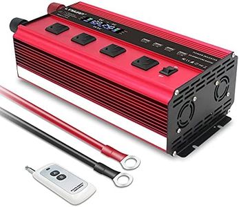 Yinleader 2500W DC 12V to 240V AC Power Inverter 4 AC Outlets w/Remote Control LCD Display 4 USB Ports Charge for Car/Boat/Truck