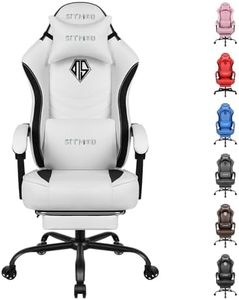 Gaming Chair, Video Game Chair with Footrest and Lumbar Support, PU Leather Recliner Computer Gaming Chair for Adults, Height Adjustable Gamer Chair with 360°-Swivel Seat and Headrest