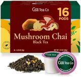 Gya Tea Co Mushroom Chai Black Tea Pods (16 ct) - High Caffeine Mushroom Tea Chai Tea K Pods - Mushroom Chai Tea Gift Set for Tea Lover