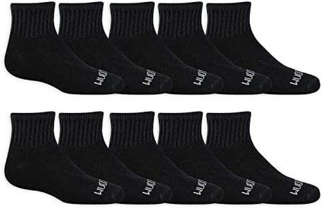 Fruit of the Loom Boys' Dual Defense Ankle Socks (10 Pack), Black, Large