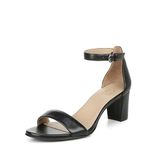 Naturalizer Women's Vera Heeled Sandals, Black Leather, 7 Wide