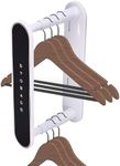 flybold Hanger Storage Rack - Hanger Organizer Stacker for Closet Organization - Space-Saving Storage Holder for Light Hangers - Adhesive Hanger Up Storage Caddy - Adjustable Length, White/Black