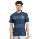 Monte Carlo Mens Teal Printed Polo Neck Half Sleeve T-Shirt (224064566-1-42)