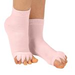 Evissa Premium Cotton Toe Separator Socks - Alleviate Bunions & Plantar Fasciitis, Dual Gender Foot Pain Relief, Foot Alignment, Orthopedic Compression Socks for Men & Women (Light Pink)