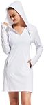 FitsT4 Sports Womens Cover-Up Dress Beach UPF 50+ SPF Sun Protection Long Sleeve Shirts UV Hoodie for Hiking Swimming Fishing White Size S