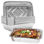 BYKITCHEN 30 Foil Food Containers, Disposable Aluminium Foil Trays, Foil Container for Baking/Cooking/Roasting, Food Storage & Freezing (21cm x 13cm)