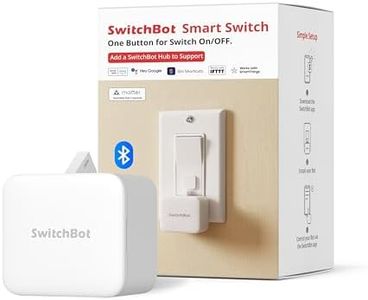 Switchbot Bluetooth Fingerbot Button Pusher for Rocker Switches – Turn Lights/Coffee On by App or Timer, No Tools, Optional Hub for Voice & Away Control, White