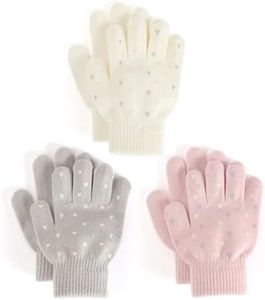 Brook + Bay Kids Magic Gloves - 3 Pack Kids Winter Gloves - Cold Weather Gloves for Boys & Girls - Children's Knit Gloves