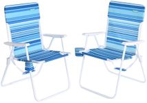 SUNNYFEEL 17" Tall Folding Beach Chair for Adults 2 Pack, Oversized Portable High Seat Sand Chair Heavy Duty 300 LBS, Foldable Camping Lawn Chairs for Camp/Outdoor/Travel/Picnic/Concert/Sports