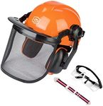 Industrial Forestry Safety Helmet–Hearing and Face Protection System, EN397 CE Approved, Forestry Professional Helmet with Visor Combo Set, Removable Ear Muffs and Visors by CUKUGUARD