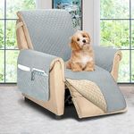 ASHLEYRIVER Reversible Recliner Chair Cover, Seat Width Up to 25 Inch Patent Pending,Recliner Covers for Dogs,Recliner Slipcover,(Recliner Medium::Light Grey/Beige)