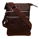 Vegan ABYS Genuine Leather Coffee Brown Sling Bag,Cash Bag,Shoulder Bag for Men & Women(1049CF)