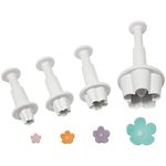 PME FB550 Blossom / Forget Me Not Plunger Cutters, Small, Medium, Large, X-Large Sizes, Set of 4, White