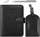 Passport Holder Cover Wallet RFID Blocking Leather Card Case Travel Accessories for Women Men, 114#Black, With Luggage Tag