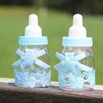 Babies Bloom Baby Shower Favor Candy Bottles, Fillable Bottles Sweet Candy Box, Baby Shower Favors,Baby Shower Party Decorations,Baby Shower Favors (Set of 12) (Blue Bottles)