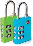 Travelon Set of 2 TSA Accepted Luggage Locks, Cool Combo, 1.25”W x 2.5”H x 0.6”D
