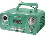 Portable Stereo CD Player with Bluetooth, AM/FM Stereo Radio and Cassette Player/Recorder (Teal & Silver)