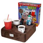 The ORIGINAL Cup Cozy Pillow Gray-As Seen on TV-The World's Best Couch/Bed/Car Cup Holder for Drinks/Snacks/Remotes! (Brown, 5 Hole)