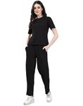 SIRIL Women's Co-Ord Set Lycra Top And Trouser Pant Set |Two Piece Co-ord Set | Office wear Co-ord Set (707CTK11663-XL_Black)