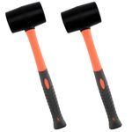 PINGEUI 2 Pack 32oz Solid Rubber Mallet, Black Mallet Hammer with Non Slip Rubber Handle for Camping, Flooring, Tiles Install, Woodworking