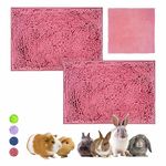 VOZRELS Guinea Pig Cage Liner Bedding 2 PCS, Washable Guinea Pig Bed Mat, Extra Absorbent Rabbit Pee Pad Reusable, Non-Slip Fleece Blanket for Bunny and Small Animal Cage Accessories (Pink, 24"x16")