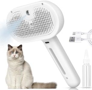 Steam Brush for Cats and Dogs - 3 in 1 Pet Grooming Tool with Release Button, Spray Mist, and Hair Removal