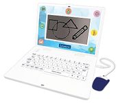 Lexibook, Bilingual and Educational Laptop French/English, Toy for Children, 170 Activities to Learn Languages, Mathematics, Logic, Clock reading, Play Games and Music, Large Screen, White, JC599i1