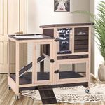 Rabbit Hutch Bunny Hutch Large Rabbit Cage, Indoor Bunny Cage Outdoor Rabbit House (Coffee Color)