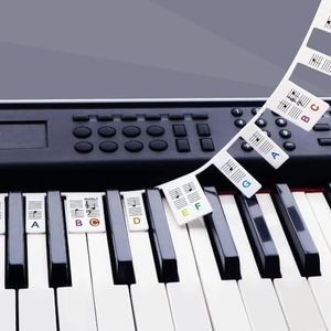 LeSage Removable Piano Key Stickers Note Labels for 61 Key Silicone Reusable Piano Keyboard Stickers for Beginners (Silicone-color-61key)