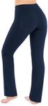 NIRLON Straight Leg Yoga Pants high Waist Workout Leggings for Women Plus Size Petite/Tall 28"/30"/32"/34" Inseam Length - Blue - Large