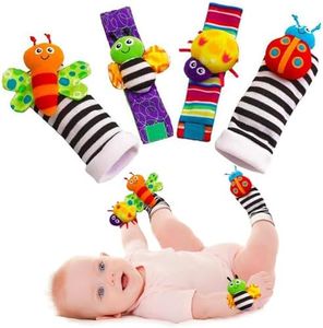 Baby Wrist Rattle Socks and Foot Finder Set, Perfect Baby Toys for 0-12 Months Newborn Boys and Girls As Baby Shower Gifts, Garden Bug Series