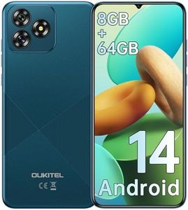 Smartphone OUKITEL C53 Unlocked Cell Phone Canada Android 14 Phone Unlocked 8GB+64GB/TF 1TB Expandable 4G Dual Sim 6.6'' HD+ Large Screen 4300mAh Type-C Face ID/GPS/3.5mm Jack