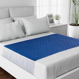 Washable Bed Protector/Pad with Tucks - Pack of 1- DOUBLE Bed Size| Best Sheet Mattress Protector for Incontinence & Bed Wetting | 100% Waterproof Mat & Absorbs 8 Cups+ | Double Bed Size Navy 1 Pack