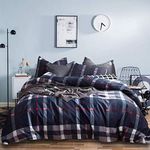 Jumeey Plaid Duvet Cover Queen Size Navy Blue Grid Bedding Set Buffalo Plaid Bedding Duvet Cover Teens Boys Dark Color Gingham Grid Bedding Tartan Bedding Sets Queen Men Check Duvet Cover Full