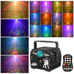 DJ Disco Stage Party Lights, Sound Activated RGB Flash Strobe Light with Control for Karaoke Parties Indoor Projector Wedding Christmas, 90 Patterns Light Effects, USB Powered