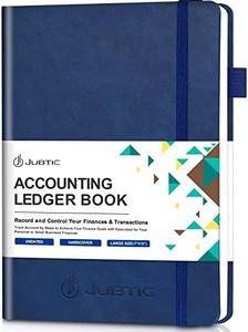 JUBTIC Hardcover Accounting Ledger Book (7x10″) - Bank Accounting Log for Small Business Bookkeeping & Personal Use - Account Tracker Notebook Track Accounts, Deposit, Expense & Balance - Navy Blue