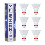QICHUAN Whizz Nylon Badminton Shuttlecocks Birdies for Recreational Racket Sports Game, Red Tape 6 Pack