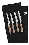 Shun Premier Blonde Steak Knife Set, 4 Piece, 5" Premier Steak Knives, Handcrafted Japanese Knife Set, VG-MAX Core with Damascus Stainless Steel Cladding, Pakkawood Handle