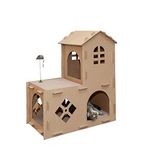 FurHaven Pet Cat Furniture - Tiger Tough Farmhouse Playground Apartment Hideout Corrugated Cat Scratcher with Catnip for Cats and Kittens, Cardboard (Brown), One Size