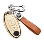 ontto Car key fob cover Fit for Nissan 350Z Qashqai J10 J11 X-Trail t31 t32 Kicks Tiida Pathfinder Murano Note Juke Key case TPU Silicone Key Shell Key Holder keychain Accessories Beige B