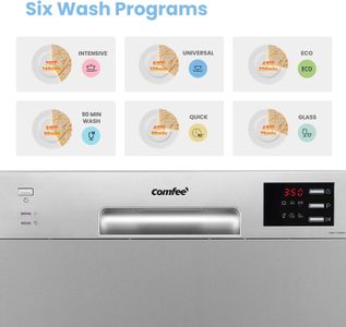 COMFEE Tabletop Dishwasher – Compact Silver Countertop Dishwasher
