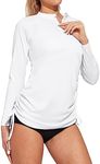 Heathyoga Rash Guard for Women UPF 50+ Sun Protection Swim Shirt Women Long Sleeve Shirts for Women Hiking Swimming White