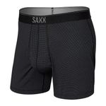 SAXX Underwear Co. Men's Quest Quick Dry Mesh Boxer Short Fly, Black, Large